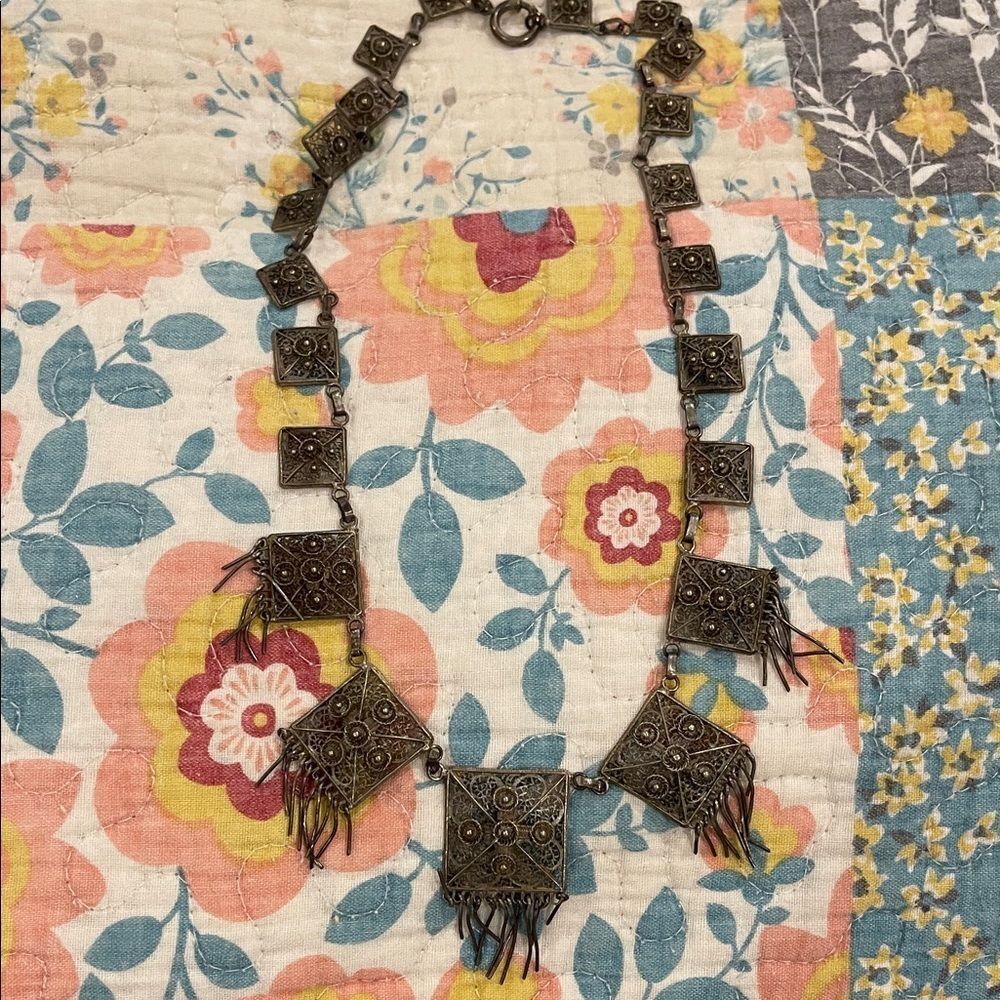 Antique Silver Filigree Yemenite Necklace